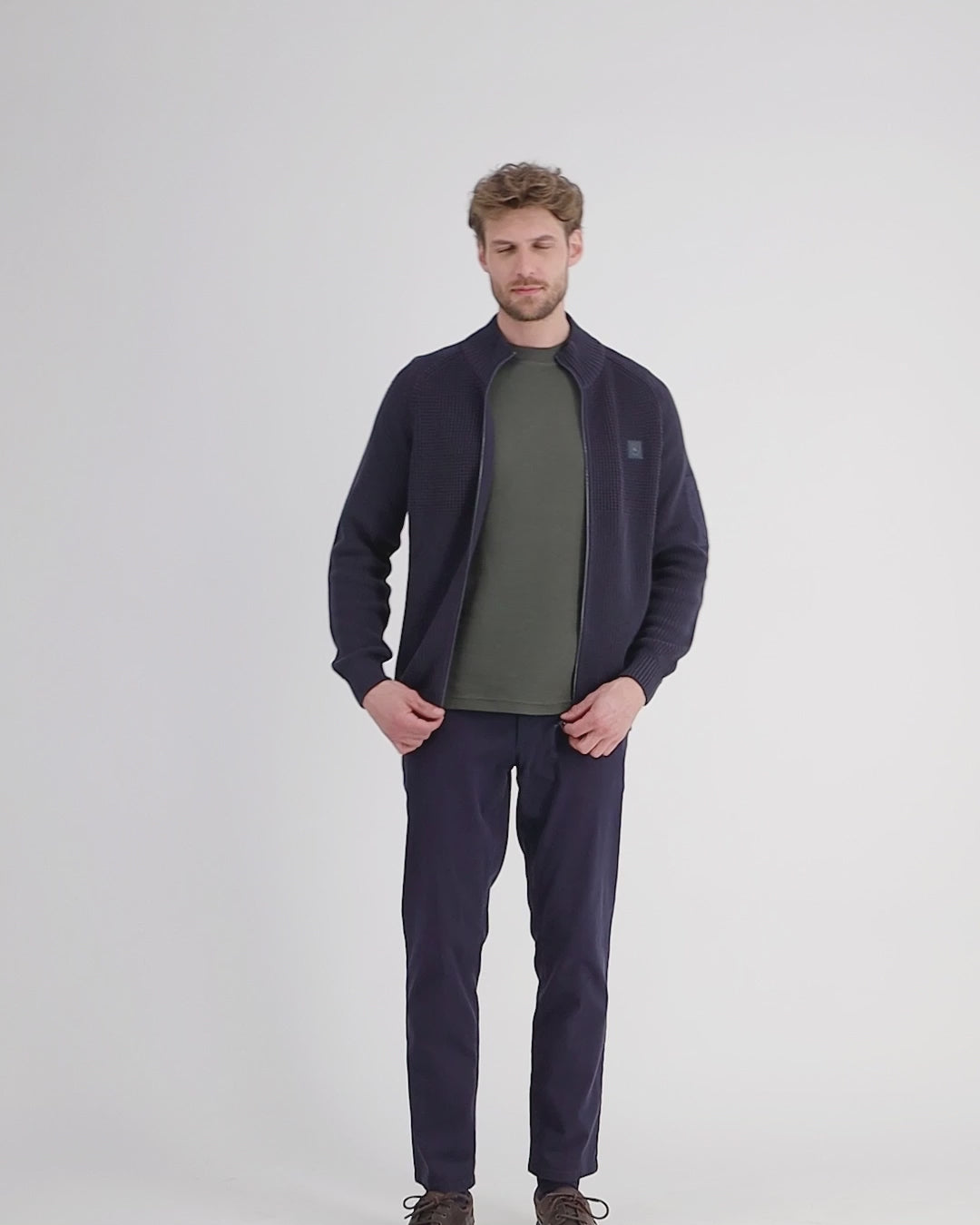 Men's cardigan, coarse ribbed