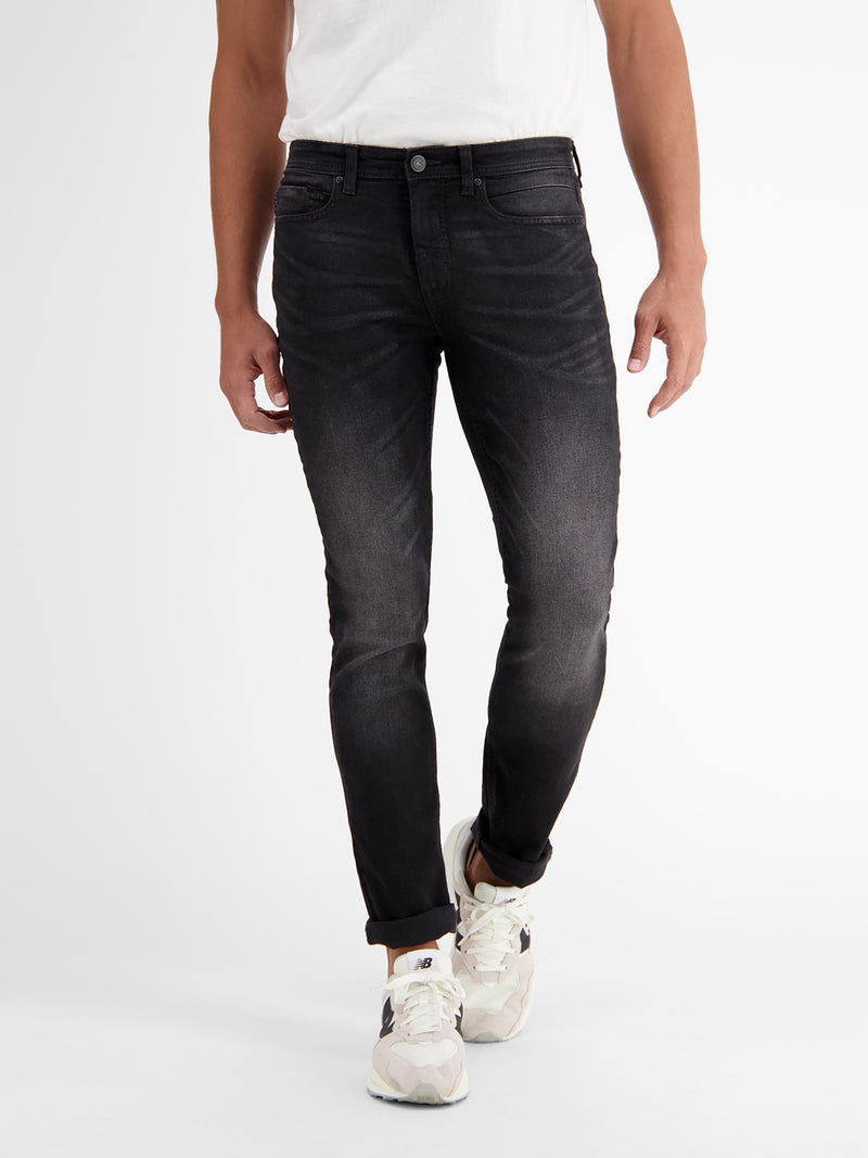 BAXTER 5-Pocket-Denim im Used-Look, RELAXED FIT, black - LERROS
