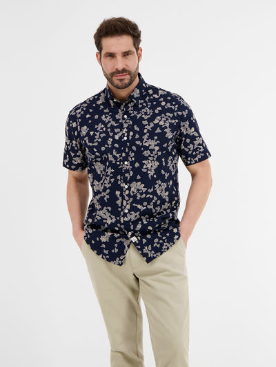 Poplin shirt with a concealed button-down collar