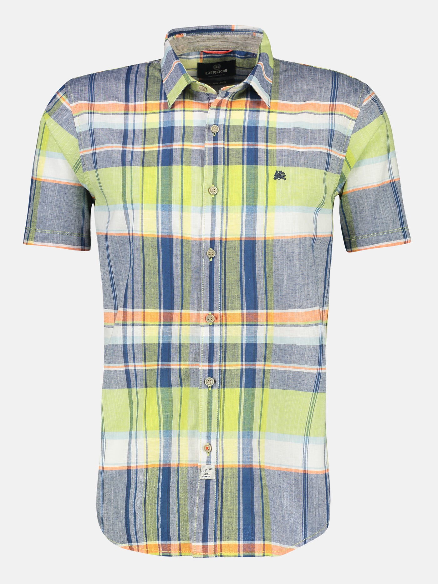 Short-sleeved shirt in mix check