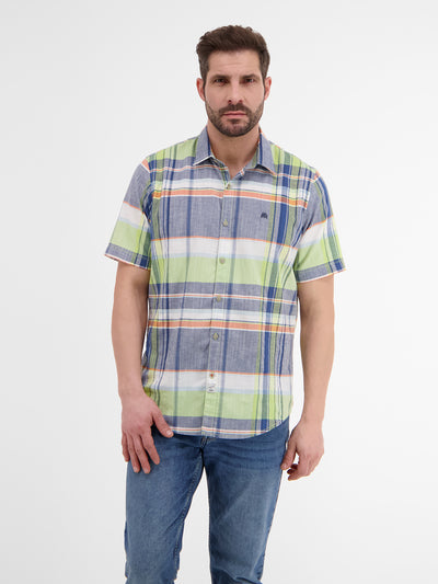 Short-sleeved shirt in mix check