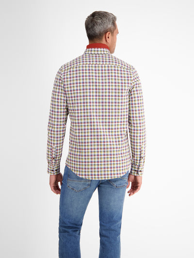Long-sleeved shirt with herringbone check