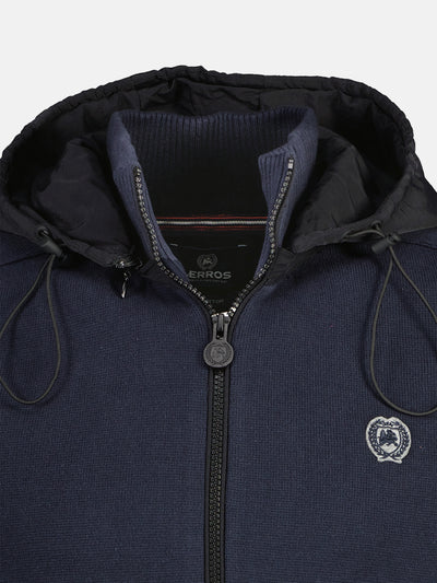 Sweat jacket with nylon hood