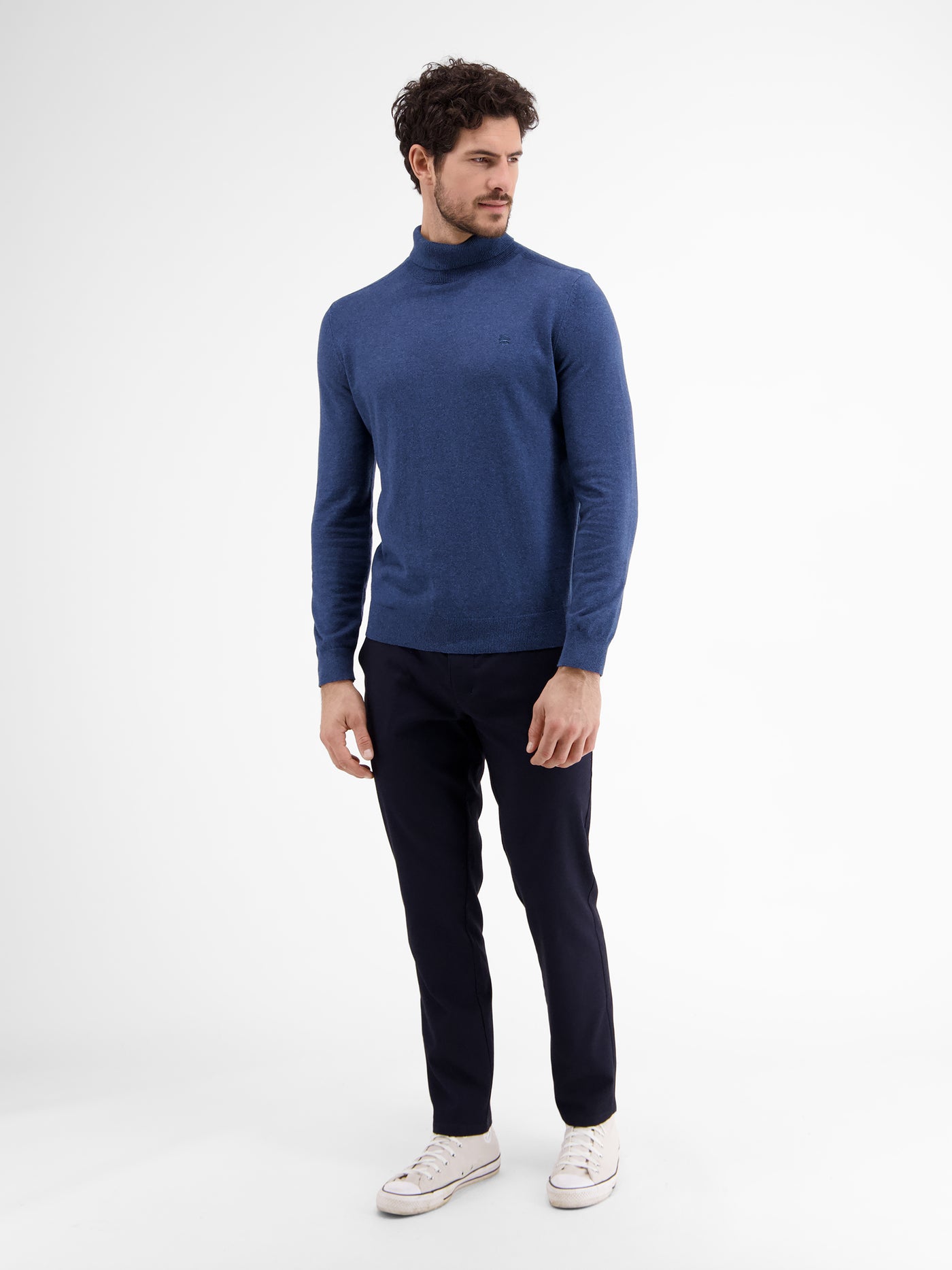 Turtleneck sweater in flat knit quality