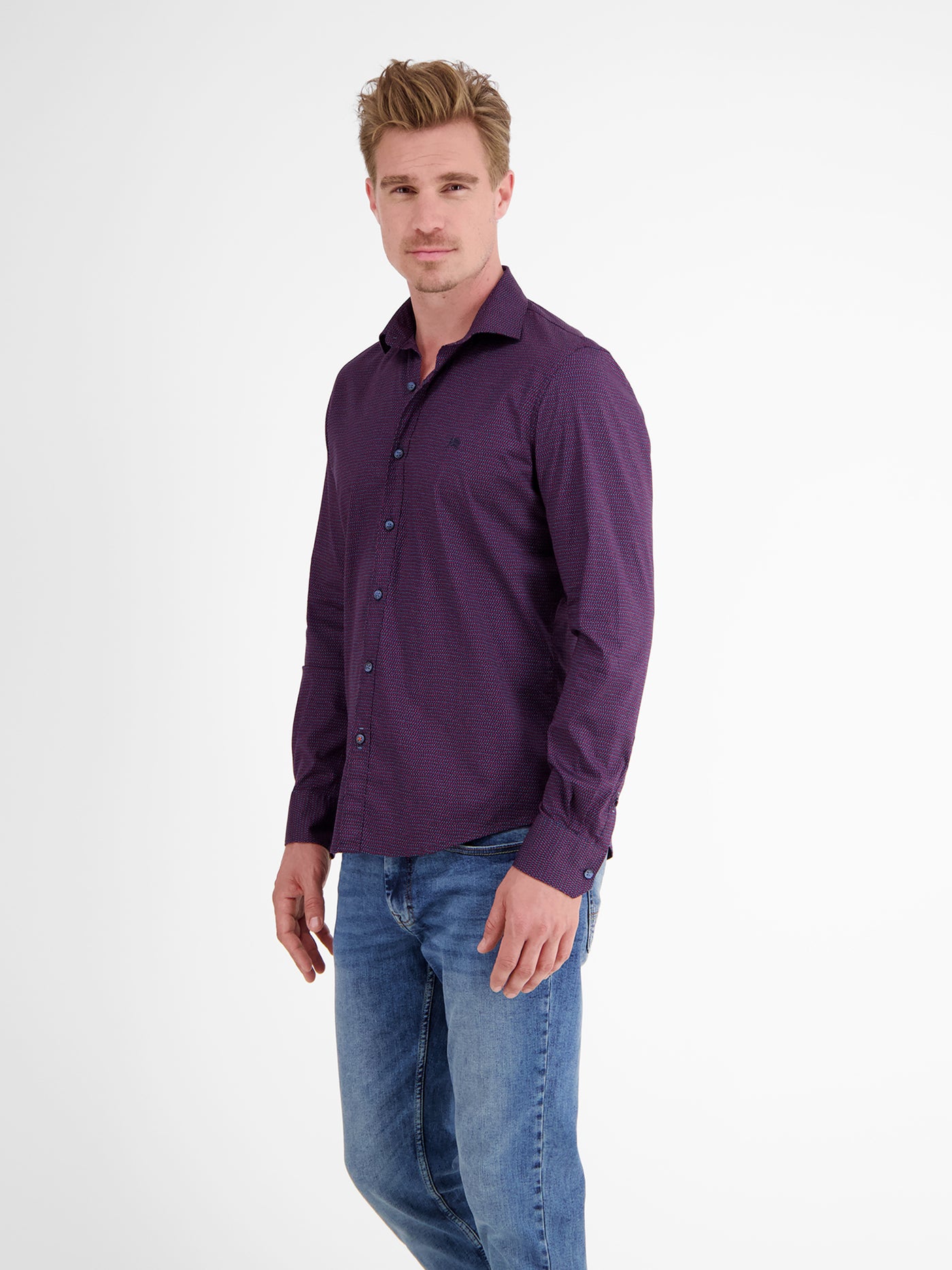 Long sleeve shirt, AOP, with cutaway collar