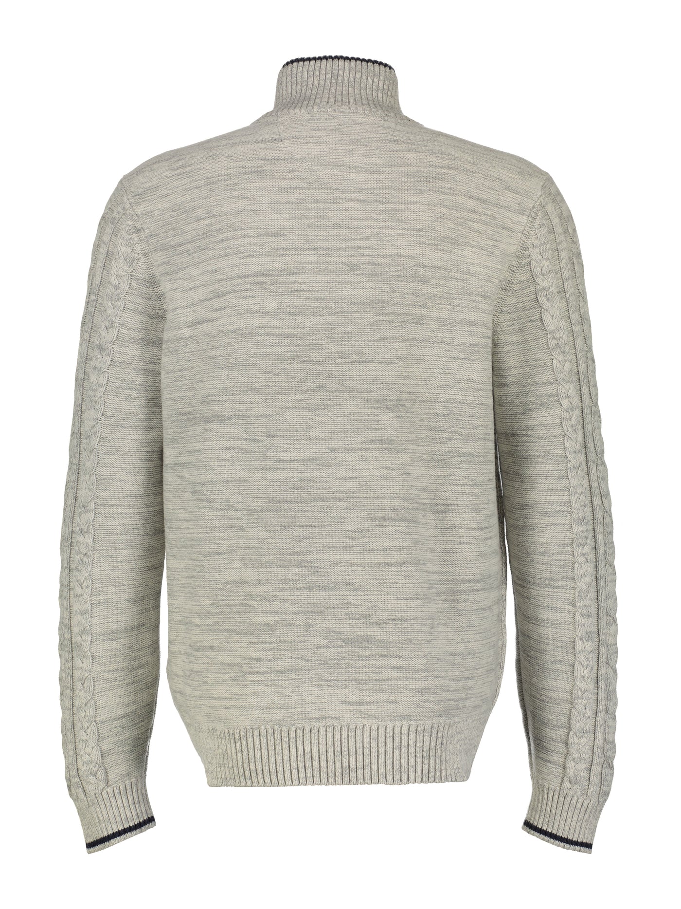 Knit sweater, wide ribbed with stand-up collar