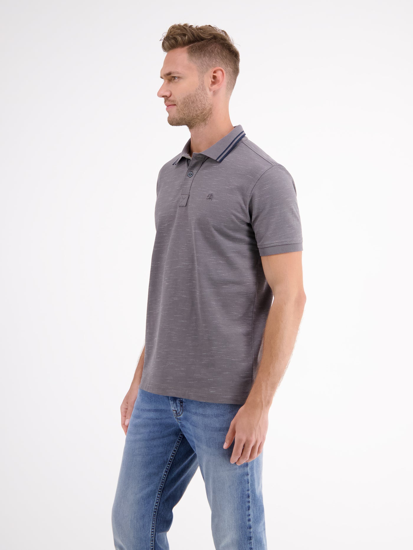 Polo shirt in two-tone piqué